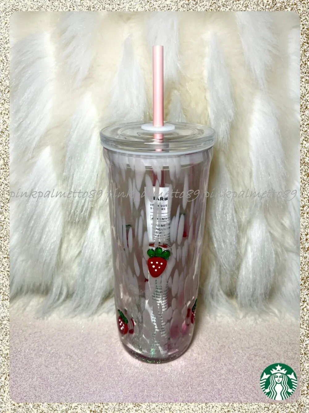 ✨🍓 NWT 2026 Starbucks 'Pink Drink' Strawberry 16oz Glass Tumbler w/ Straw